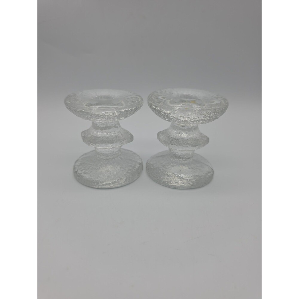 Iittala Finland Glass Festivo 1 Ring Candlesticks Candle Holders Set of 2